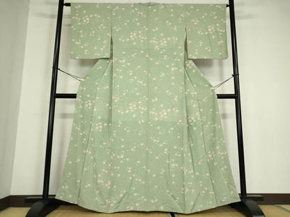 平和屋着物●上質な小紋　草花文　正絹　逸品　DABC3072az