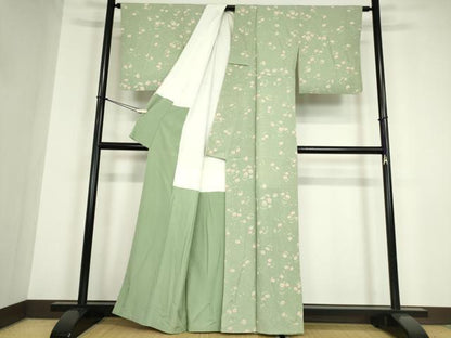 平和屋着物●上質な小紋　草花文　正絹　逸品　DABC3072az