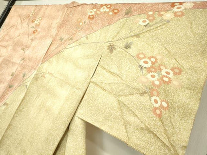 平和屋着物●訪問着　作家物　刺繍　枝花文　金彩　正絹　逸品　DABC3073az