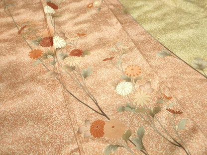 平和屋着物●訪問着　作家物　刺繍　枝花文　金彩　正絹　逸品　DABC3073az