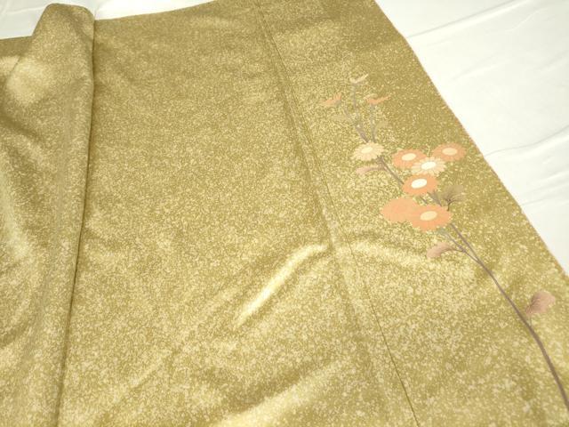 平和屋着物●訪問着　作家物　刺繍　枝花文　金彩　正絹　逸品　DABC3073az