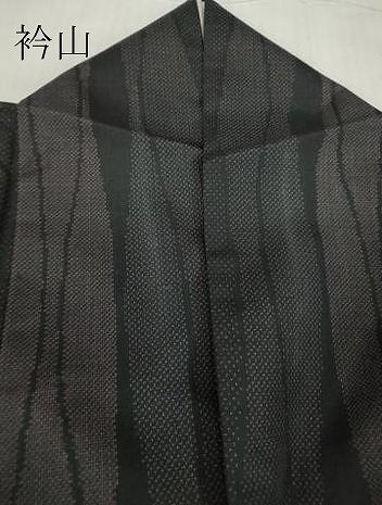 平和屋着物●上質な紬　立涌文　黒地　正絹　逸品　DABC3074az