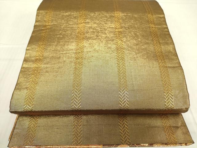 平和屋着物▼両面 六通柄袋帯 鳳凰牡丹文 金糸 正絹 逸品 DABC3093az