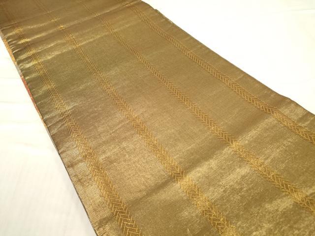 平和屋着物▼両面 六通柄袋帯 鳳凰牡丹文 金糸 正絹 逸品 DABC3093az