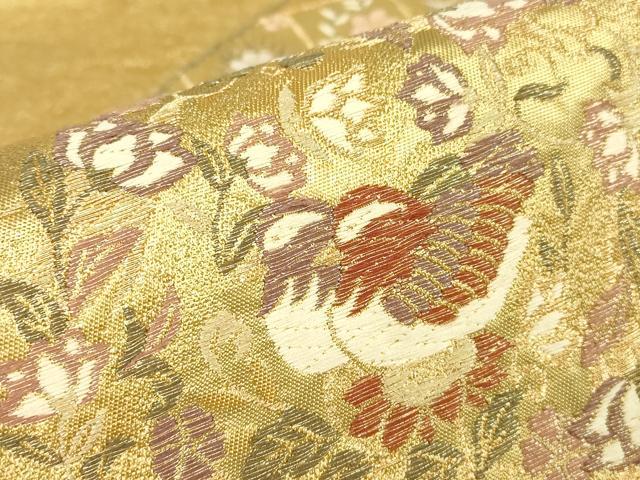 平和屋着物▼六通柄袋帯　名物裂正倉院動物花文　金糸　正絹　逸品　DABC3128az