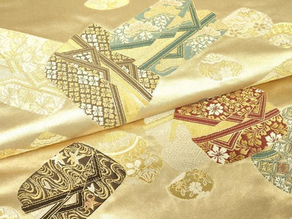平和屋着物▼六通柄袋帯　初音香袋文　金糸　正絹　逸品　DABC3168az