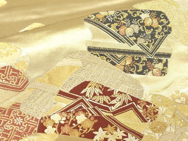 平和屋着物▼六通柄袋帯　初音香袋文　金糸　正絹　逸品　DABC3168az