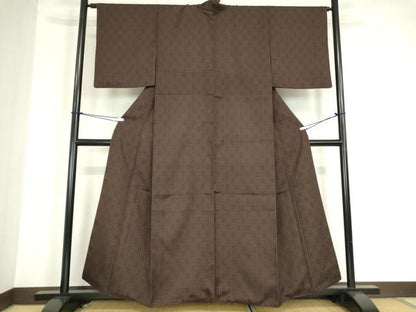 平和屋着物●上質なお召　変わり市松文　やまと誂製　正絹　逸品　DABC3179az