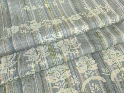 平和屋着物●上質な紬　更紗花文　杢目絞り　やまと誂製　正絹　逸品　DABC3180az