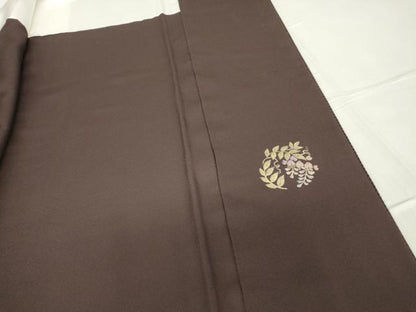 平和屋着物●上質な色無地　千鳥格子地紋　黒鳶色　正絹　逸品　未使用　DABC3181az