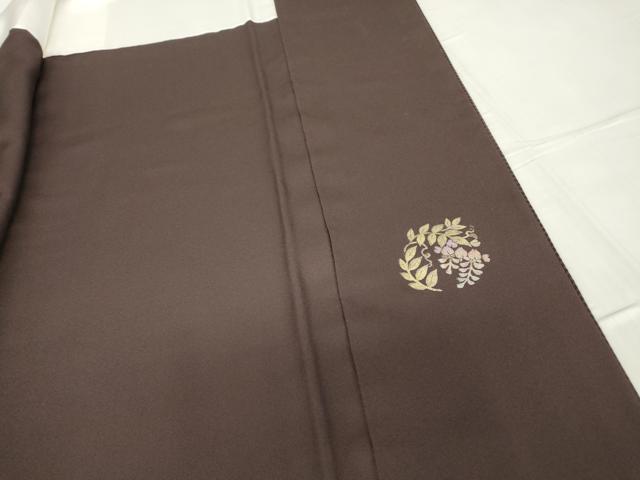 平和屋着物●上質な色無地　千鳥格子地紋　黒鳶色　正絹　逸品　未使用　DABC3181az