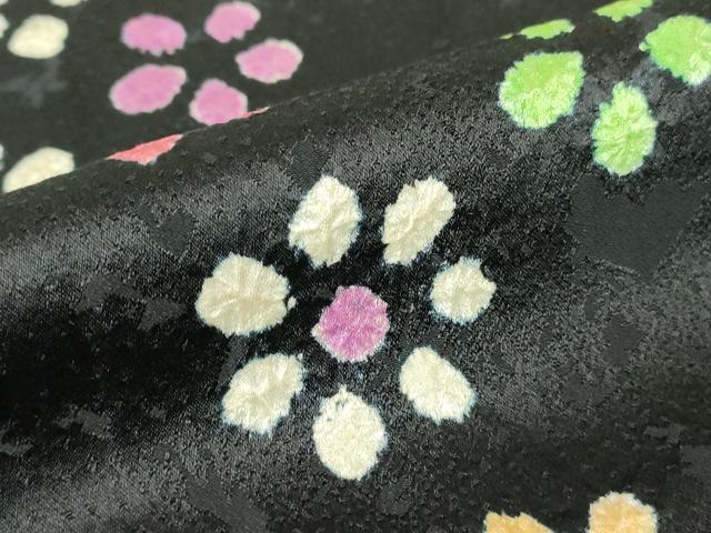 平和屋着物●上質な小紋　絞り　舞花文　黒地　正絹　逸品　DABC3186az