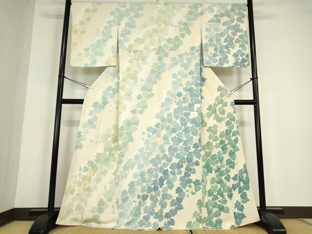 平和屋着物●訪問着　友禅　作家物　蔦の葉文　正絹　逸品　DABC3187az