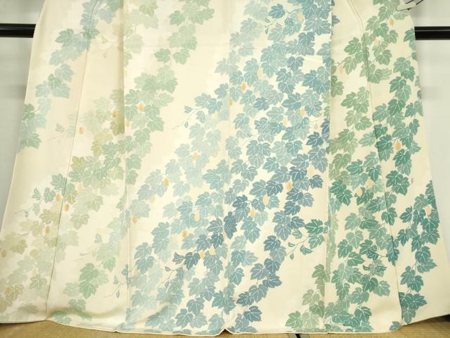 平和屋着物●訪問着　友禅　作家物　蔦の葉文　正絹　逸品　DABC3187az