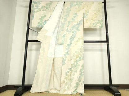 平和屋着物●訪問着　友禅　作家物　蔦の葉文　正絹　逸品　DABC3187az