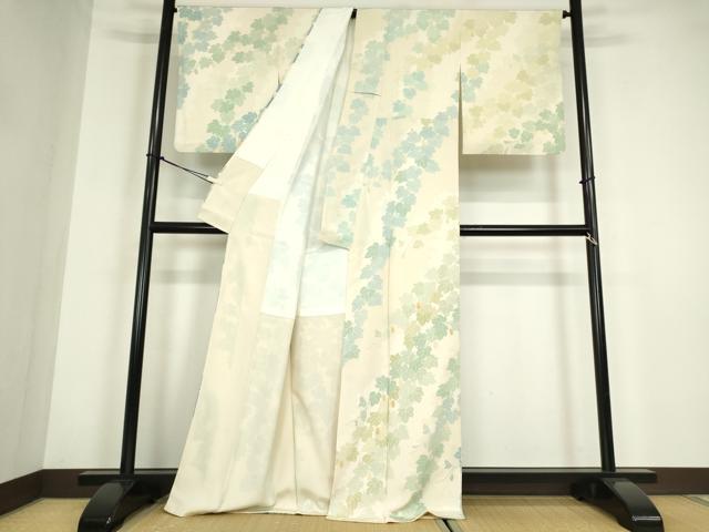 平和屋着物●訪問着　友禅　作家物　蔦の葉文　正絹　逸品　DABC3187az