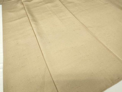 平和屋着物●上質な色無地　お召縮緬　白茶色　正絹　逸品　DABC3188az