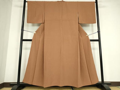 平和屋着物●上質な色無地　遠州茶色　正絹　逸品　DABC3190az