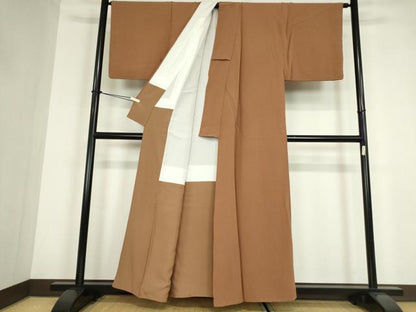 平和屋着物●上質な色無地　遠州茶色　正絹　逸品　DABC3190az