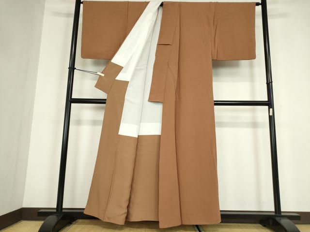 平和屋着物●上質な色無地　遠州茶色　正絹　逸品　DABC3190az
