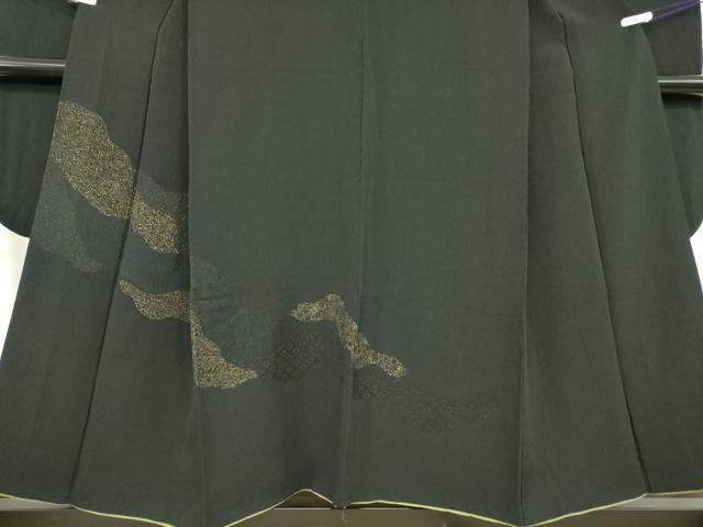 平和屋着物●豪華振袖　道長霞文　黒地　金糸　正絹　逸品　DABC3193az