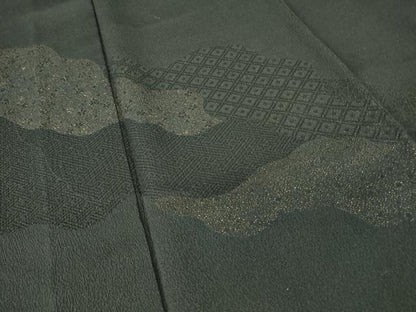 平和屋着物●豪華振袖　道長霞文　黒地　金糸　正絹　逸品　DABC3193az