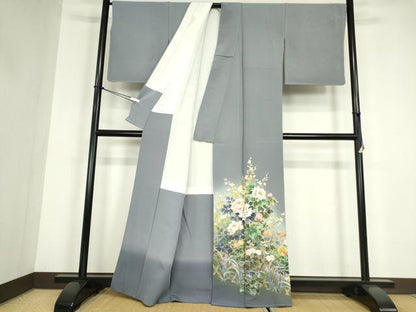 平和屋着物●十日町友禅作家　岡村蒼風　色留袖　籬花文　暈し染め　反端付き　正絹　逸品　未使用　DABC3195az