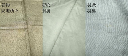 平和屋着物●男性　薩摩結城　アンサンブル　霞文　正絹　逸品　DABC3196az