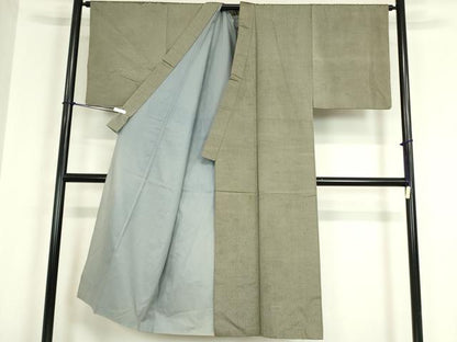 平和屋着物●男性　薩摩結城　アンサンブル　霞文　正絹　逸品　DABC3196az