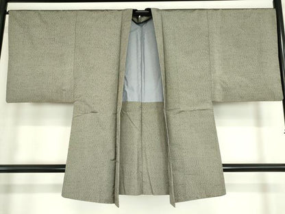 平和屋着物●男性　薩摩結城　アンサンブル　霞文　正絹　逸品　DABC3196az