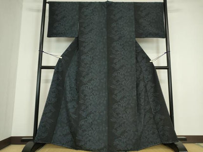 平和屋着物●本塩沢　草葉文　110亀甲　正絹　逸品　未使用　DABC3199az