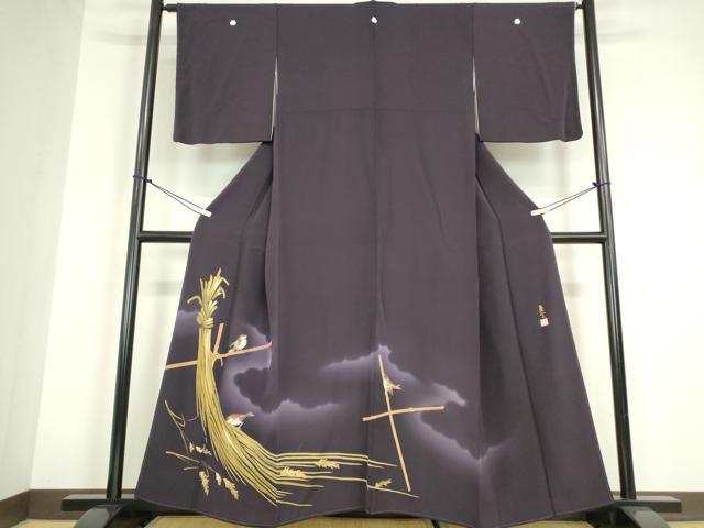 平和屋着物●豪華色留袖　作家物　稲穂に雀　暈し染め　金彩　正絹　逸品　DABC3200az