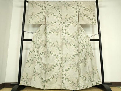 平和屋着物●本場大島紬　白大島　7マルキ　総絣　風景草花文　正絹　逸品　DABC3201az