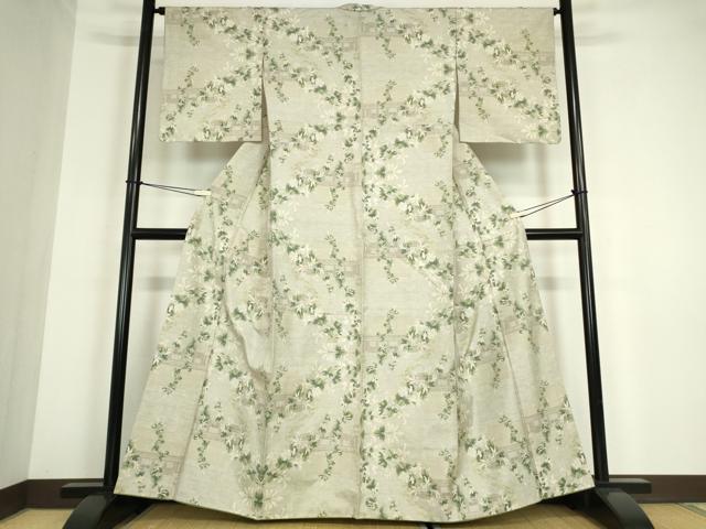 平和屋着物●本場大島紬　白大島　7マルキ　総絣　風景草花文　正絹　逸品　DABC3201az