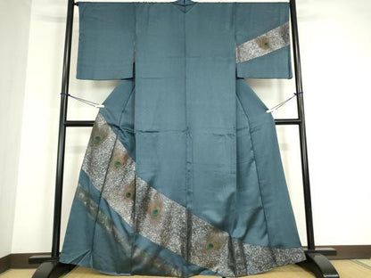 平和屋着物●訪問着　孔雀羽根文　金銀彩　正絹　逸品　DABC3203az