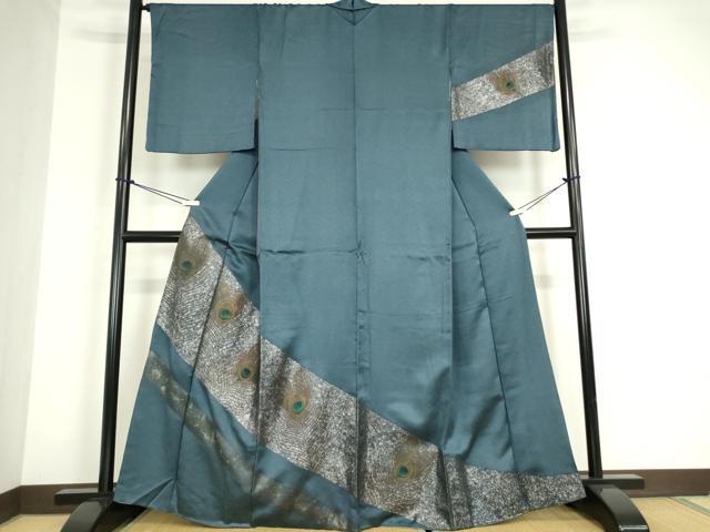 平和屋着物●訪問着　孔雀羽根文　金銀彩　正絹　逸品　DABC3203az