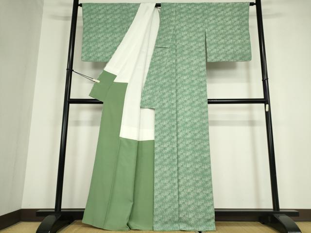 平和屋着物●日本工芸会正会員　中儀延　加賀小紋　江戸小紋　笹竹文　正絹　逸品　DABC3204az