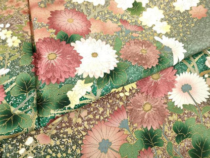 平和屋着物●訪問着　刺繍　流水花文　暈し染め　金彩　正絹　逸品　DABC3205az