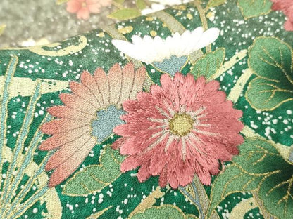 平和屋着物●訪問着　刺繍　流水花文　暈し染め　金彩　正絹　逸品　DABC3205az