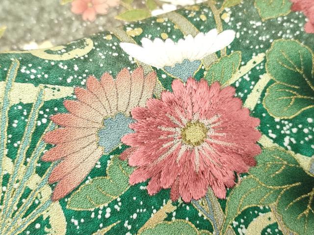 平和屋着物●訪問着　刺繍　流水花文　暈し染め　金彩　正絹　逸品　DABC3205az