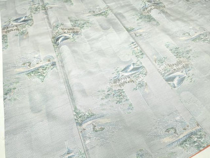 平和屋着物●本場大島紬　白大島　7マルキ　総絣　名所風景文　正絹　逸品　DABC3206az