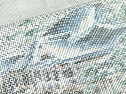 平和屋着物●本場大島紬　白大島　7マルキ　総絣　名所風景文　正絹　逸品　DABC3206az
