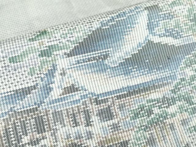 平和屋着物●本場大島紬　白大島　7マルキ　総絣　名所風景文　正絹　逸品　DABC3206az
