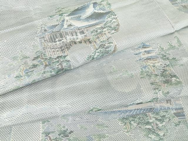 平和屋着物●本場大島紬　白大島　7マルキ　総絣　名所風景文　正絹　逸品　DABC3206az