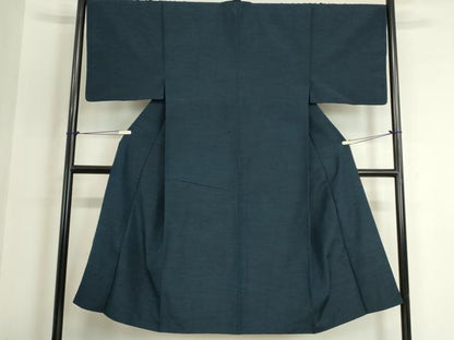 平和屋着物●男性　髭紬　アンサンブル　長襦袢(袷)セット　長羽織　紺色　正絹　逸品DABC3211az
