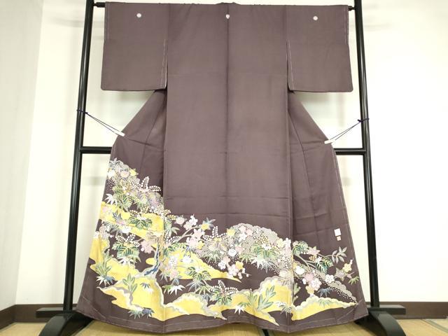 平和屋着物●豪華色留袖　作家物　駒刺繍　吉祥枝花文　金彩　正絹　逸品　未使用　DABC3213az