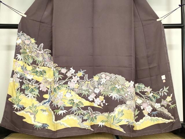 平和屋着物●豪華色留袖　作家物　駒刺繍　吉祥枝花文　金彩　正絹　逸品　未使用　DABC3213az