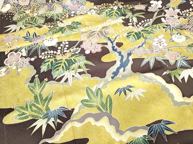 平和屋着物●豪華色留袖　作家物　駒刺繍　吉祥枝花文　金彩　正絹　逸品　未使用　DABC3213az