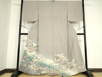 平和屋着物●豪華色留袖　駒刺繍　作家物　茶屋辻風景文　暈し染め　正絹　逸品　未使用　DABC3214az