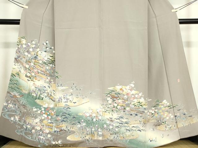 平和屋着物●豪華色留袖　駒刺繍　作家物　茶屋辻風景文　暈し染め　正絹　逸品　未使用　DABC3214az